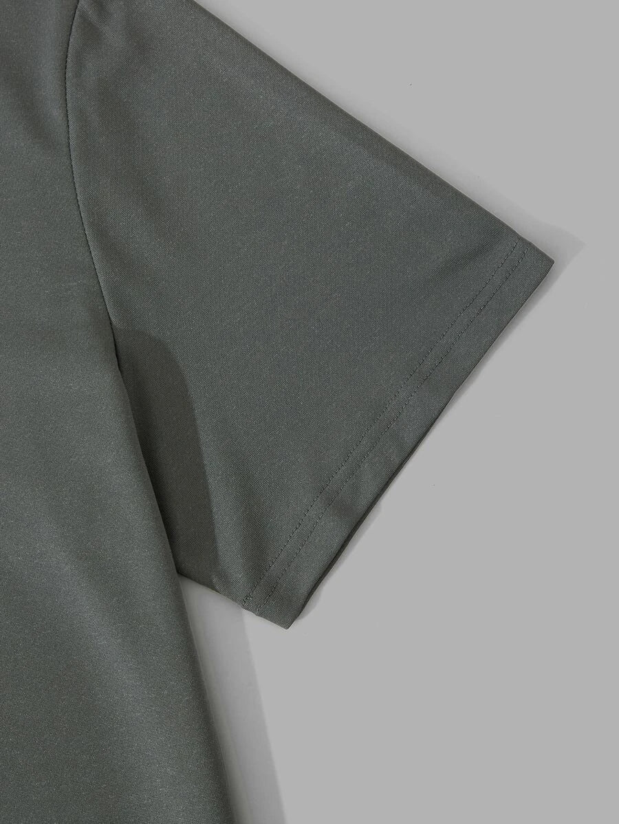 Men Letter & Eagle Print Tee & Drawstring Shorts