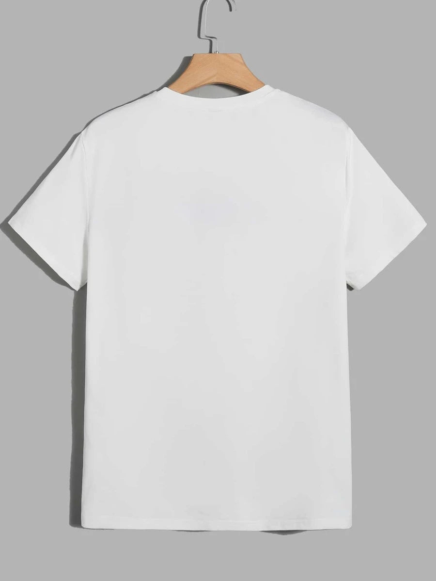 Men Plaid Print Tee & Drawstring Waist Shorts