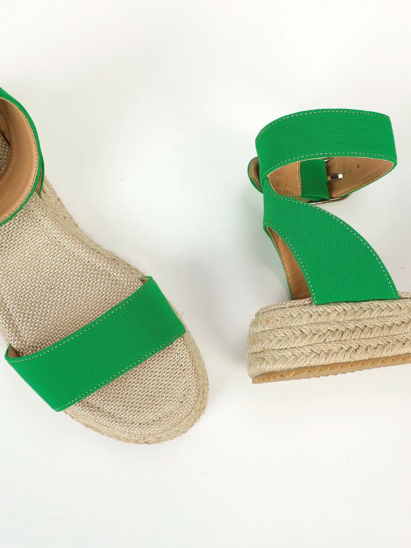 Buckle Decor Espadrille Flatform Ankle Strap Sandals