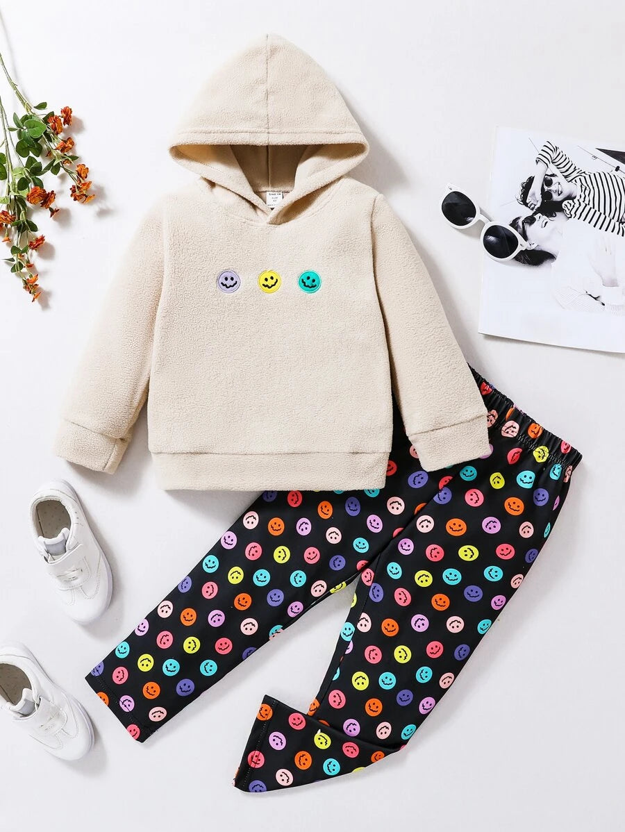 Toddler Girls Expression Embroidery Hoodie & Pants