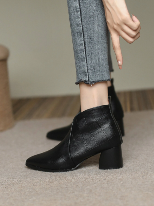 Textured Side Zipper Chunky Classic Boots