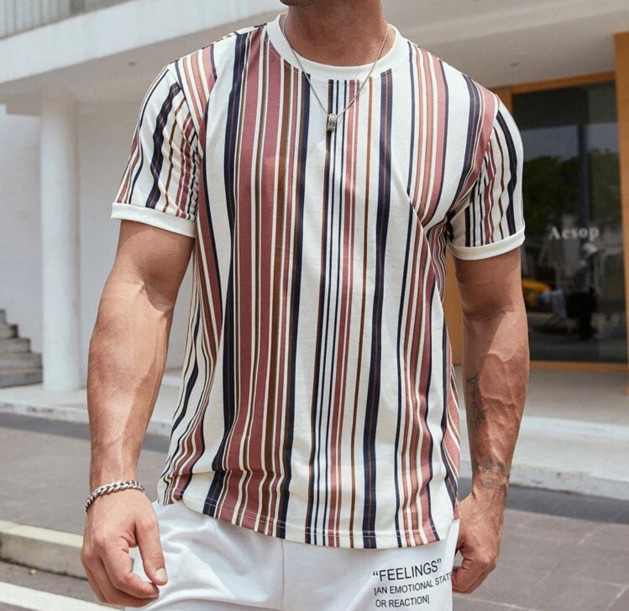 Men’s block stripe tee