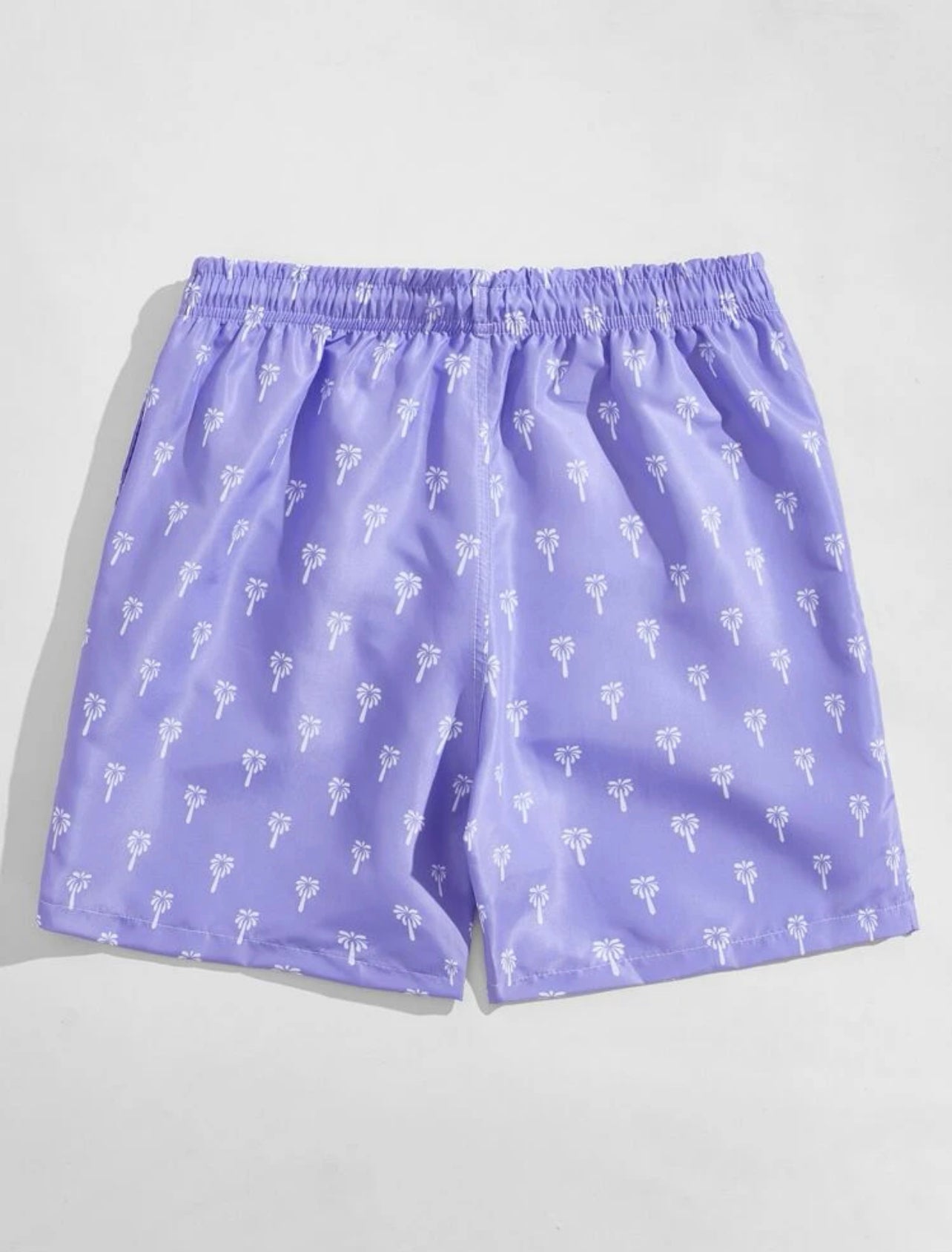 Men Allover Print Drawstring Waist Swim Trunks