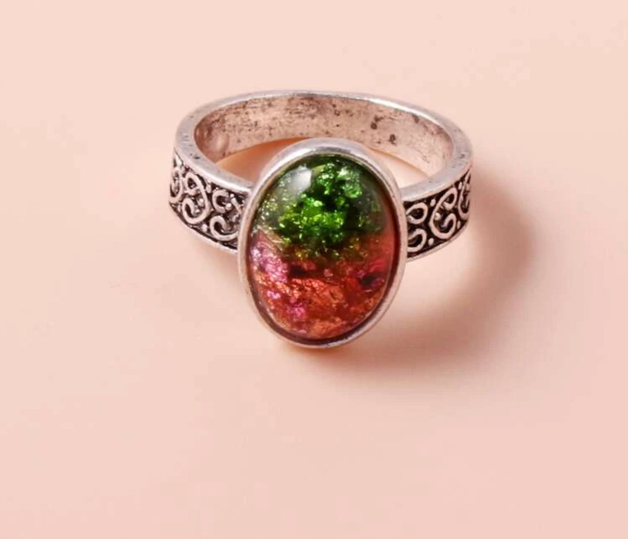 Geometric decor textured metal ring. Size 8. - Christina’s unique boutique LLC