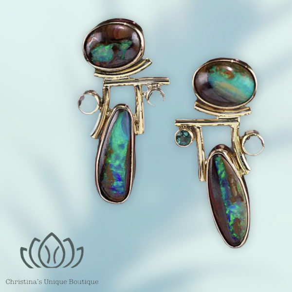 Gorgeous labradorite inspired drop earrings - Christina’s unique boutique LLC