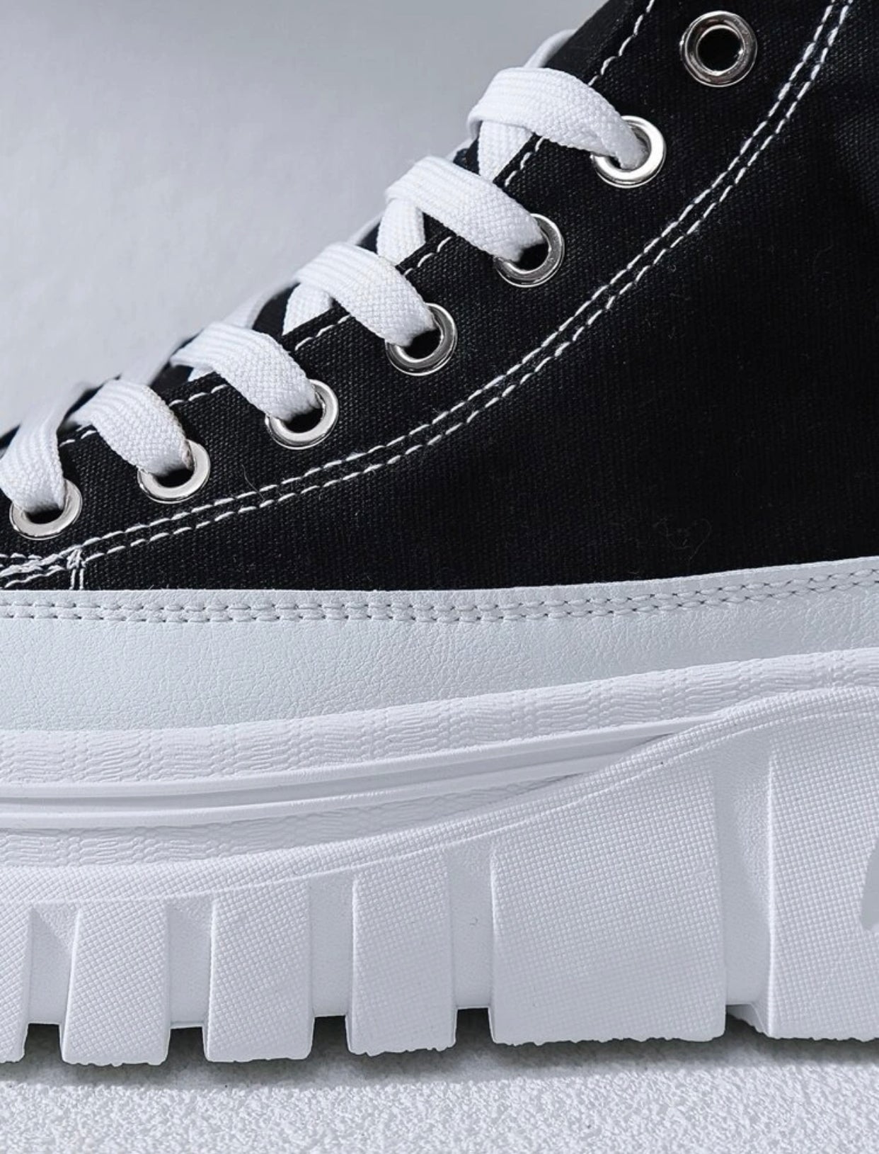 Lace-up front high top platform canvas shoes