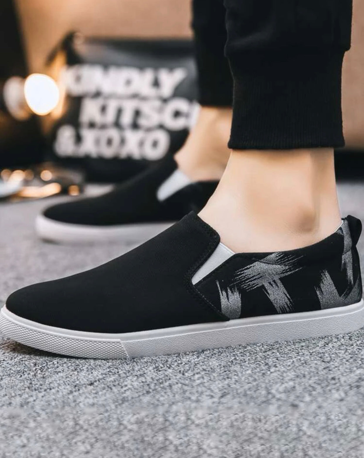 Men’s graphic slip on loafers