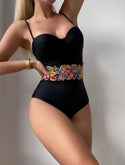 Floral push up one piece swimsuit