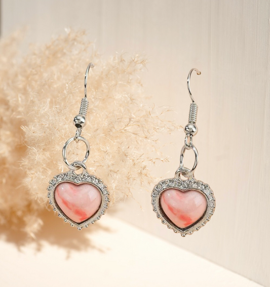 Heart design dangle earrings