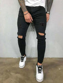 Guys solid ripped skinny jeans