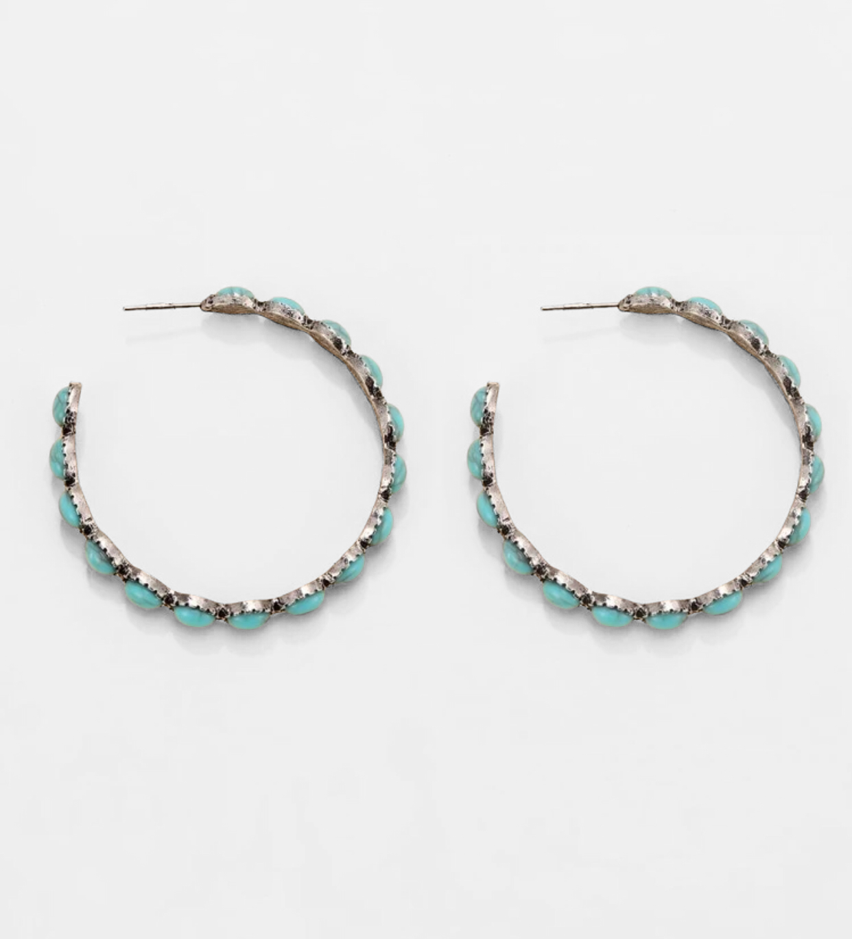 Turquoise decor hoop earrings