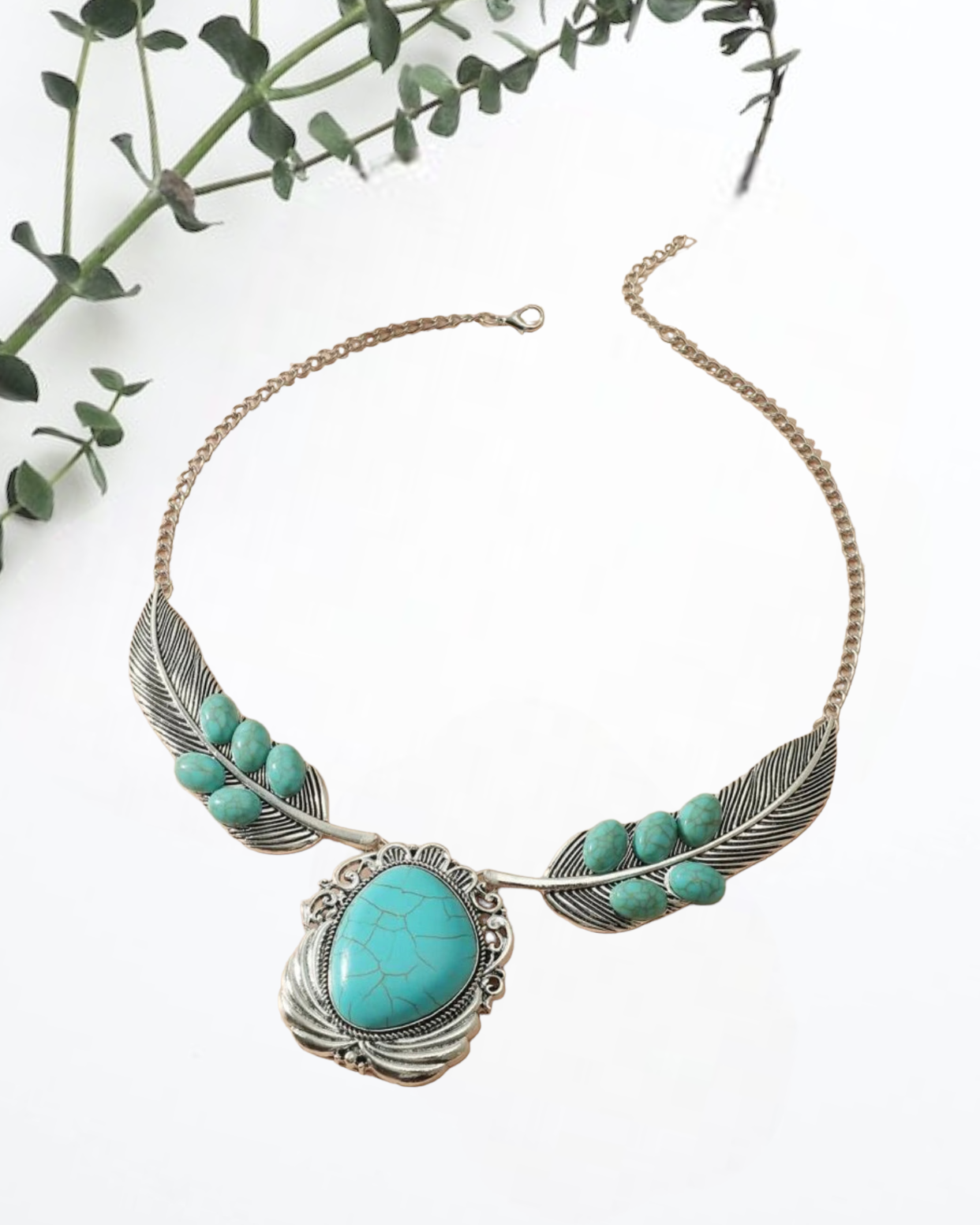 Turquoise decor statement necklace