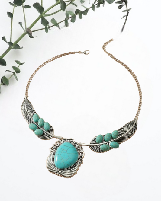 Turquoise decor statement necklace