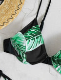 Leaf Print Underwire Bikini Swimsuit