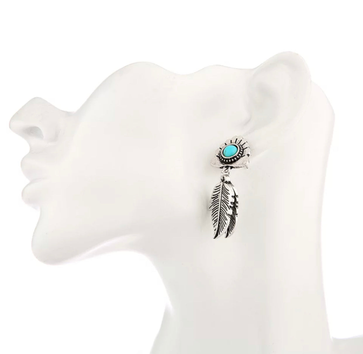 Vintage Carved Leaf Statement Stud Earrings For Women