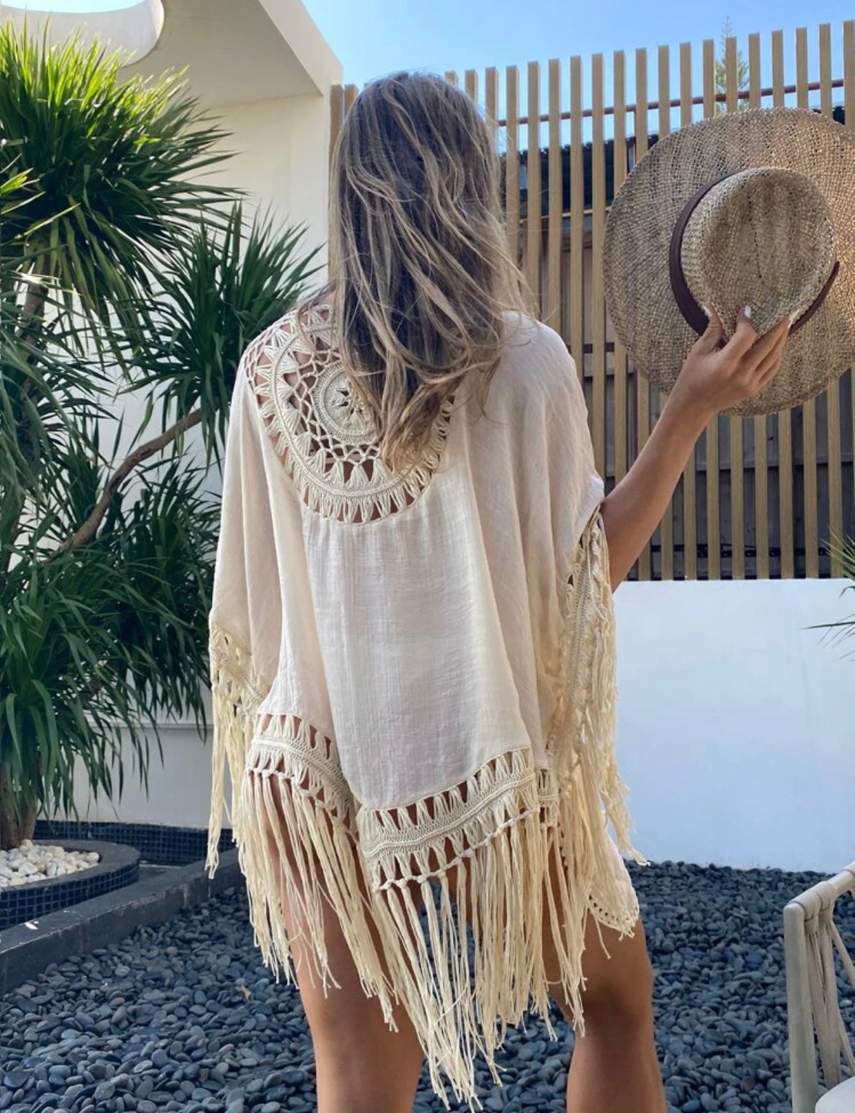 Fringe hem kimono