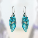 Blue Imperial Jasper Stone Drop Earrings for Women Leaf Shape Jewelry