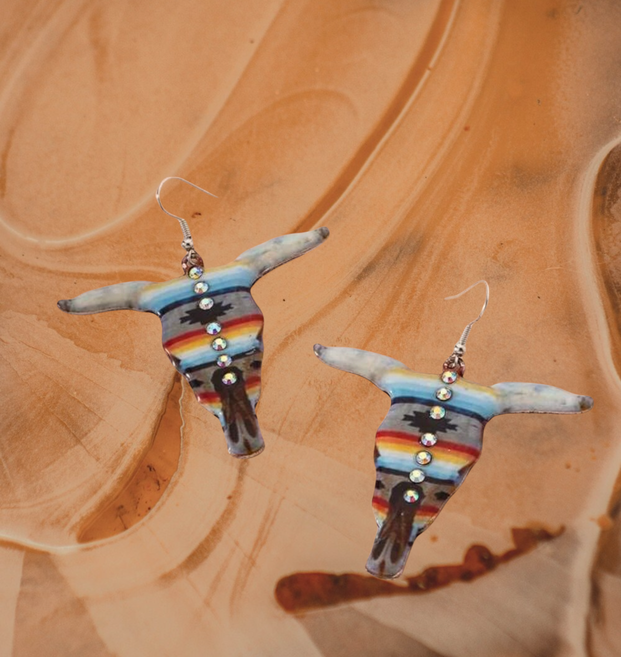 Bull head charm dangle earrings