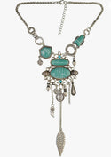 Exaggerated turquoise pendent statement necklace