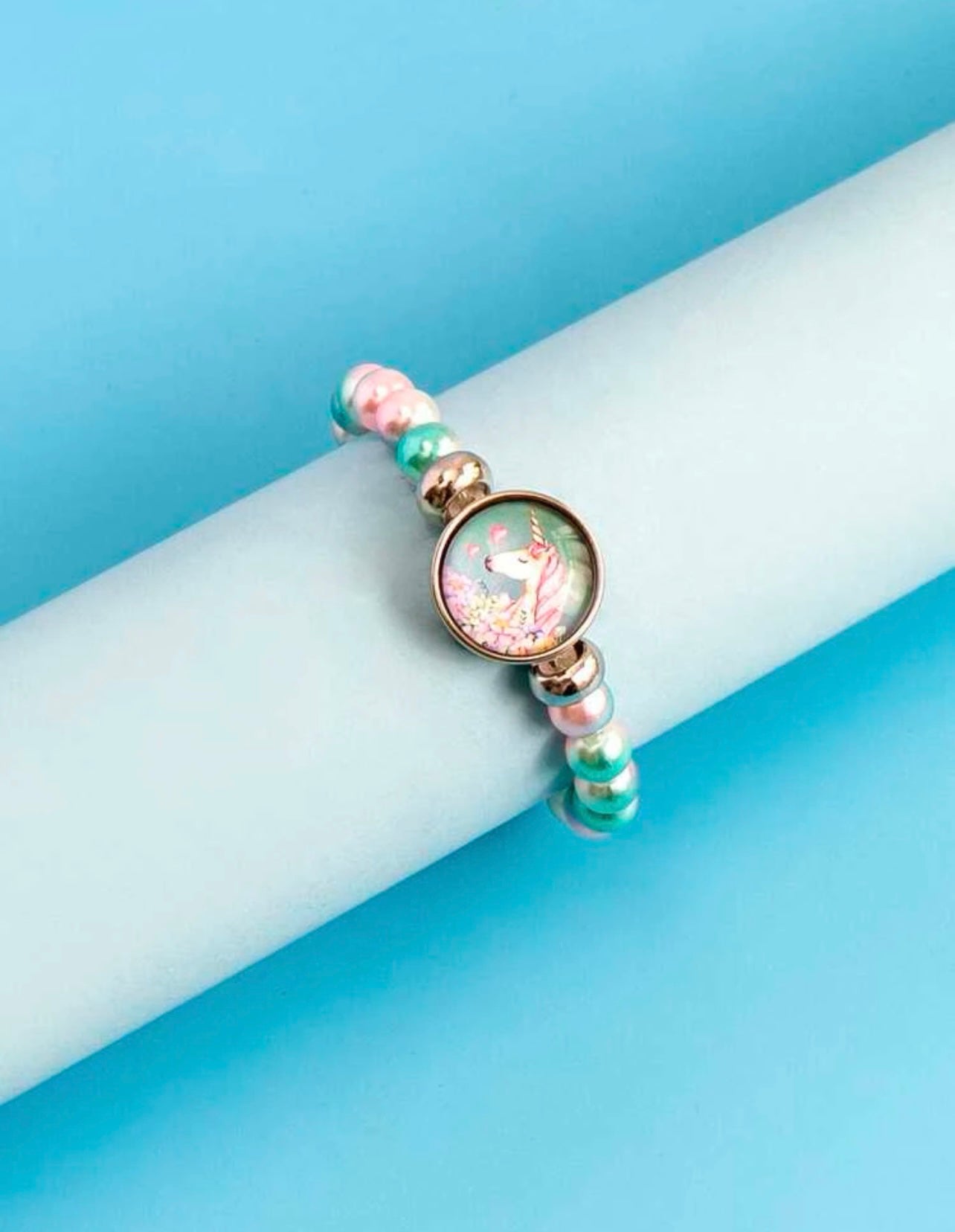 Girls Round Decor Beaded Bracelet