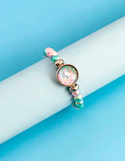 Girls Round Decor Beaded Bracelet