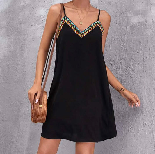 Contrast tape trip cami dress - Christina’s unique boutique LLC