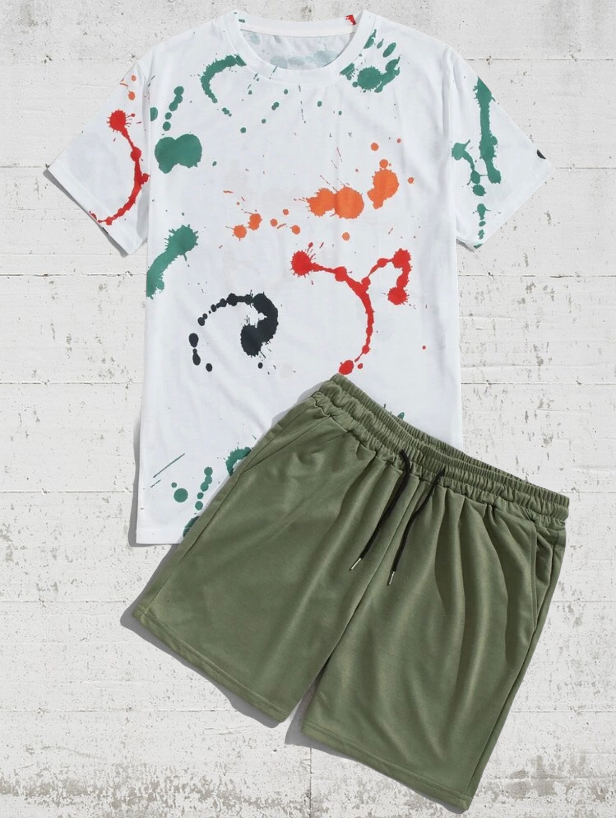 Men’s paint splash tee & shorts set - Christina’s unique boutique LLC