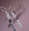 Beautiful European vintage inspired red garnet dangle earrings