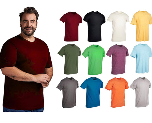 Men’s Extended 12 Pack Plus Size Men Cotton T-Shirt Bulk Big Tall Short Sleeve Lightweight Tees