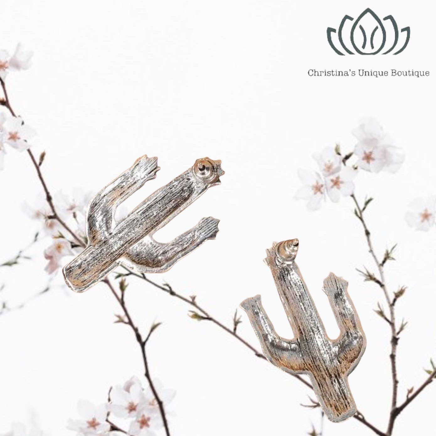 Turquoise decor cactus shaped stud earrings - Christina’s unique boutique LLC