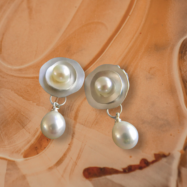 Gold Color pearl statement earrings