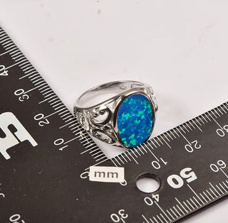 Blue fire Opal white gold plated rings.