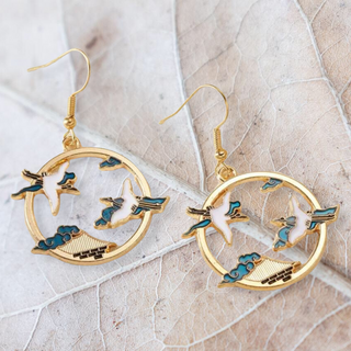 Bird detail circle drop earrings