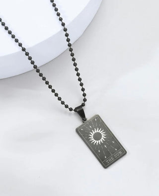 Men’s sun ring card pendant necklace