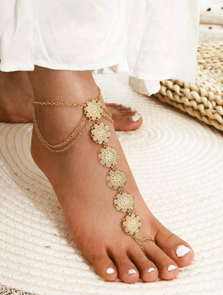 Flower decor mittens anklet