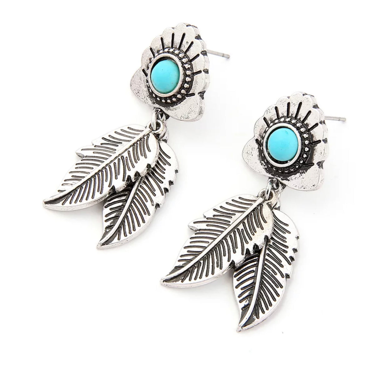 Vintage Carved Leaf Statement Stud Earrings For Women