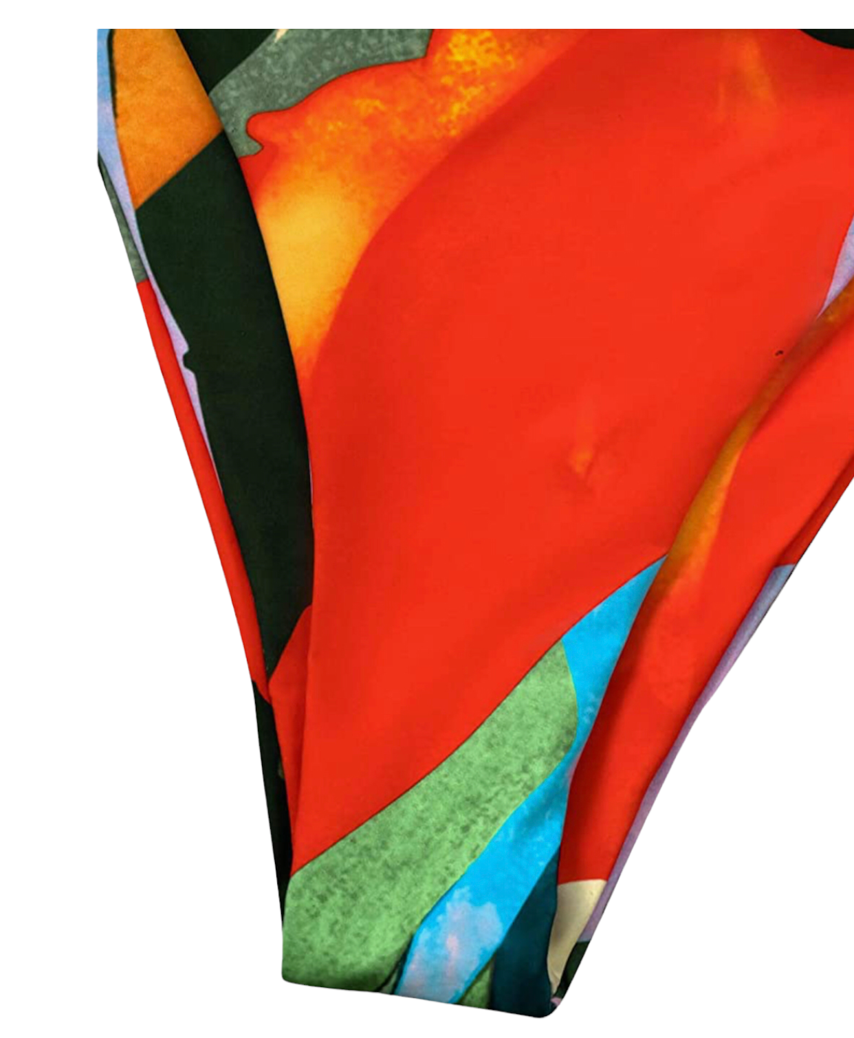 Women's Graphic Swimsuit Tie Front Bandeau and High Waist Panty Bikini Set Bathing Suit. Red (multicolor)