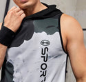 Men’s letter graphic hooded sports tank top with shorts