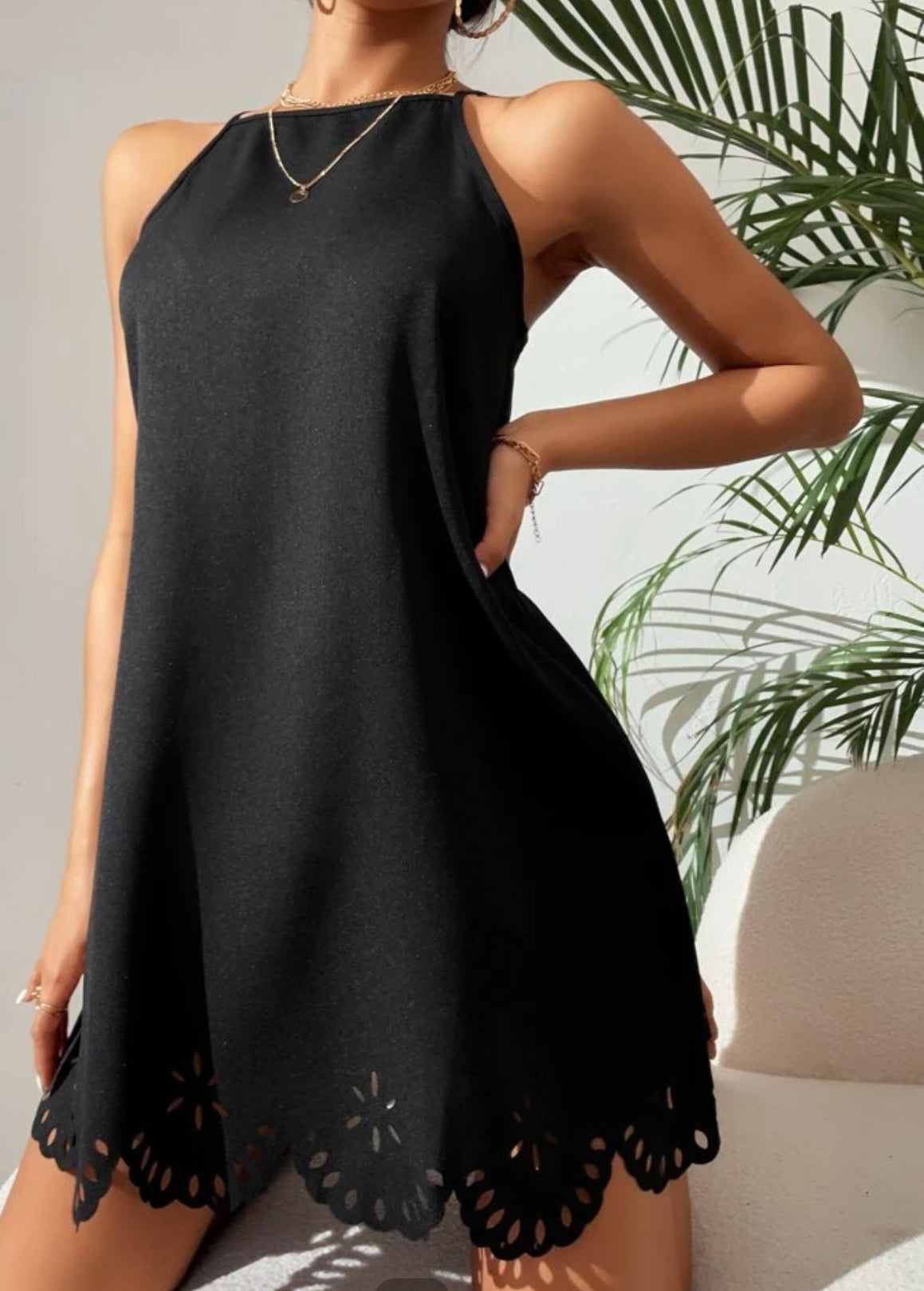 Petite laser cut cami dress