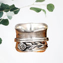 Vintage Silver Color Hand Carved Flower Ring. Size 9.
