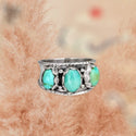 Creative mosaic turquoise three stone rings. Size 8.