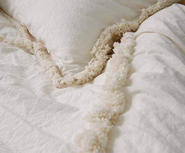 White Duvet Cover Tufted Boho Bedding Comforter Queen