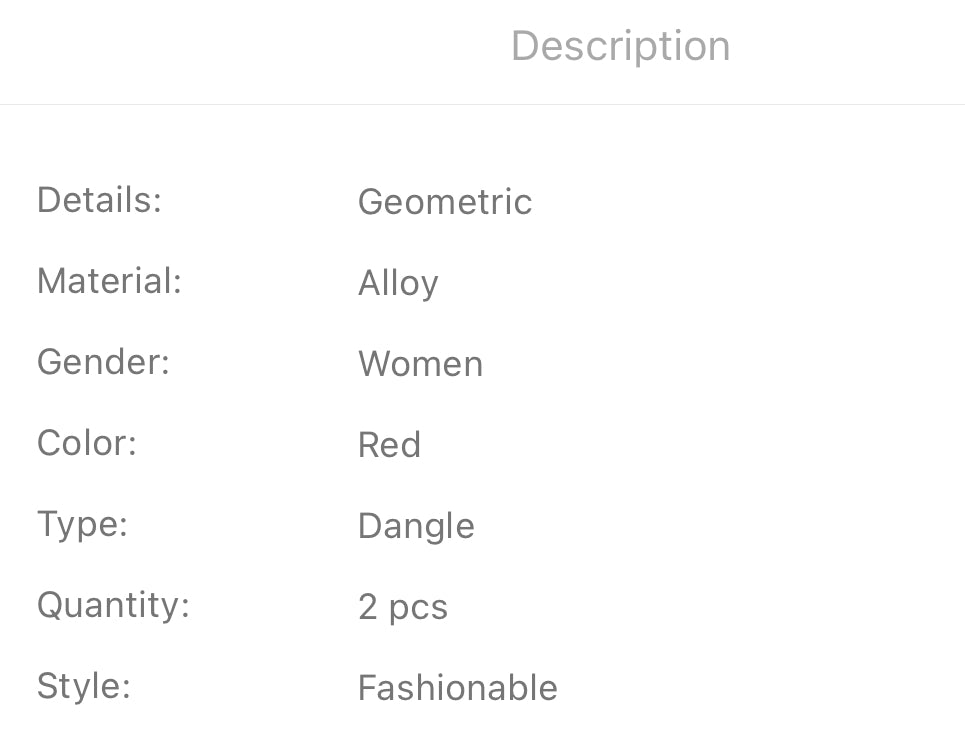 Red gemstone decor dangle earrings