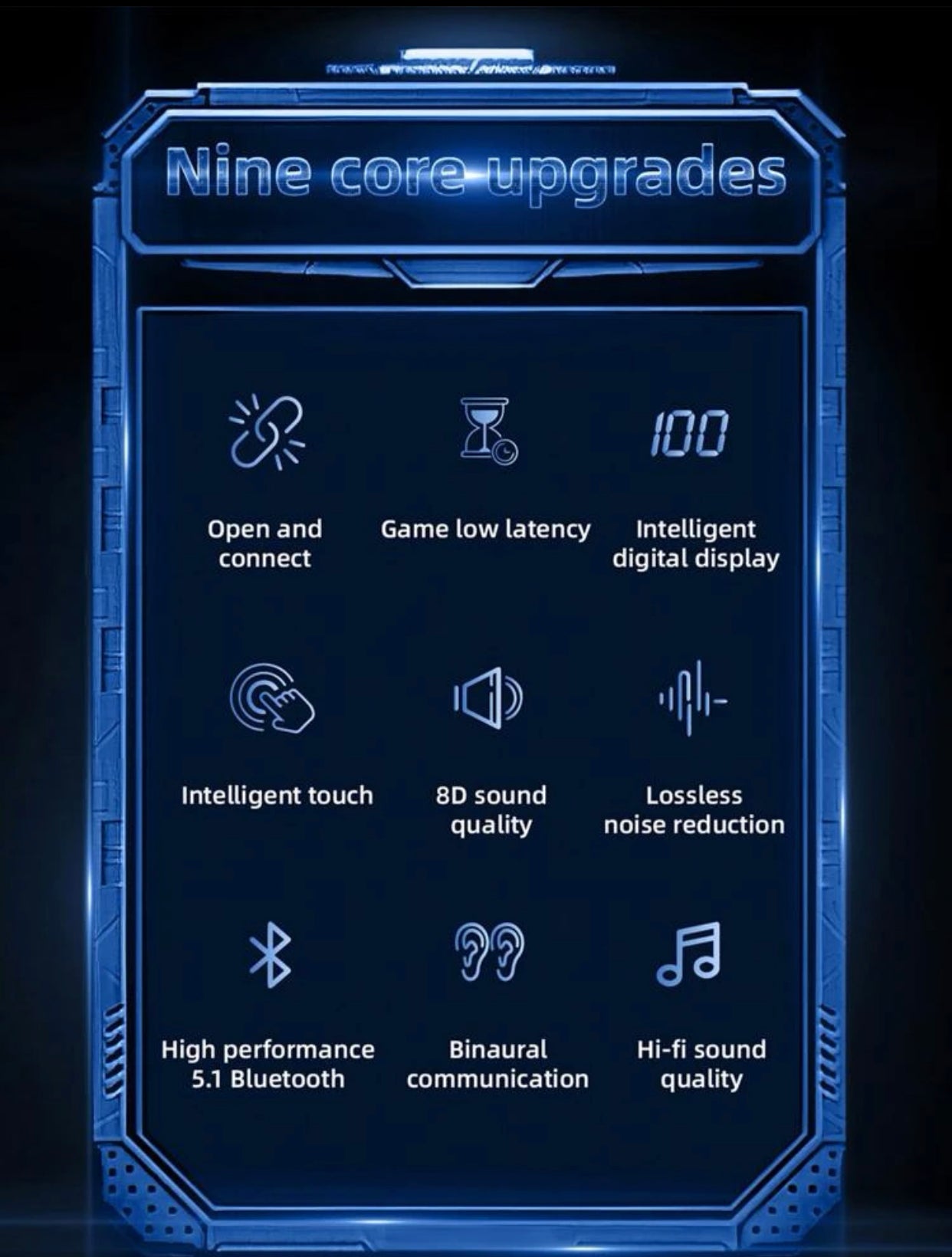Power display wireless headset compatible with Bluetooth