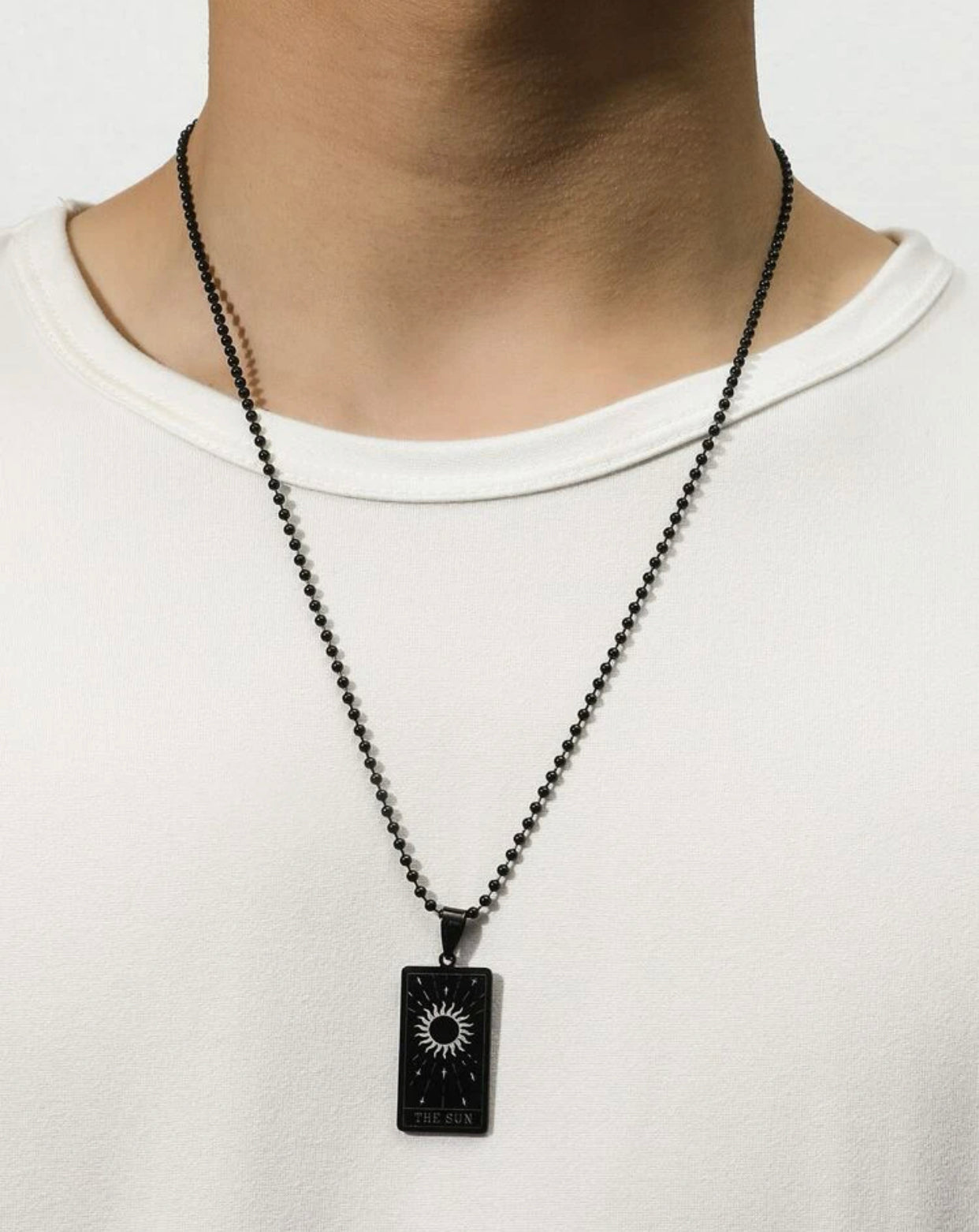 Men’s sun ring card pendant necklace