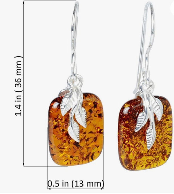 Sterling Silver Baltic Honey Amber Earrings