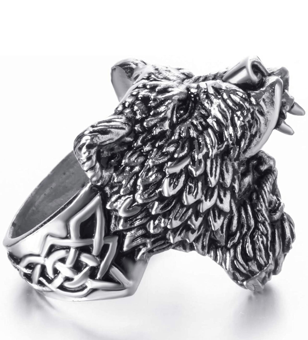 Stainless Steel Rings for Men Viking Bear Man Warrior Silver Black Titanium Biker Ring Charm Jewelry