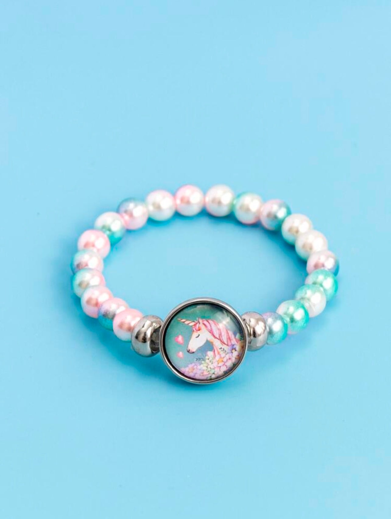 Girls Round Decor Beaded Bracelet