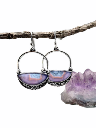 Special purple stone/ geode style statement earrings - Christina’s unique boutique LLC