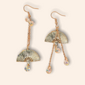 Fan decor dangle earrings